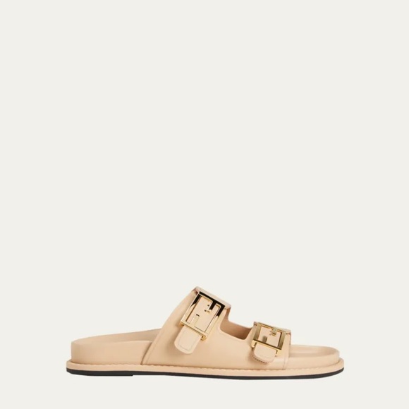 FENDI F Buckle Leather Slide Sandals in Beige size 36 - Picture 5 of 10